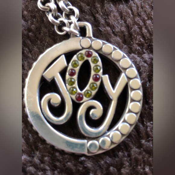 BRIGHTON HOLIDAY JOY Red Crystal Silver Disc Pendant NECKLACE and Earrings set - Picture 2 of 12